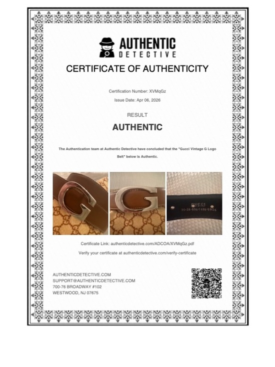 Gucci Brown Leather Belt with Silver Buckle. COA /included. main image 9